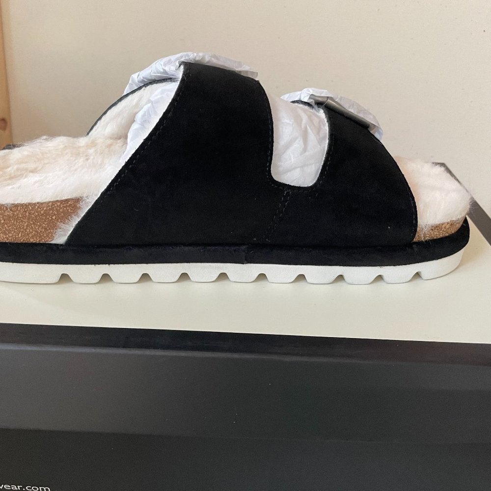 Faux Fur-Lined Suede Slides from J/SLIDES - Picture 4 of 5